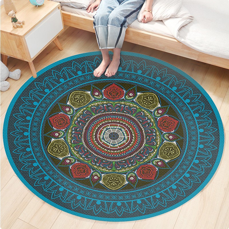 Manufacturers wholesale European and American style national style round printed carpet living room bedroom coffee table sofa study computer chair cushion details Picture