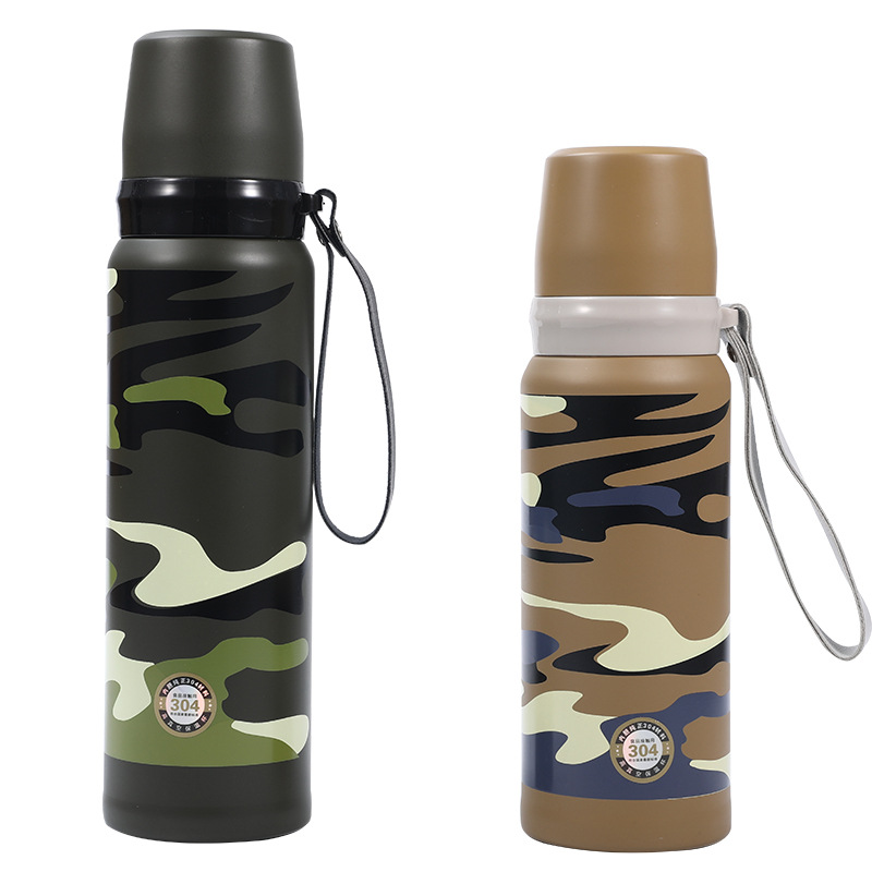 Wholesale camouflage insulated large-capacity thermos cups, 304 stainless steel sports water cups, portable insulated cups, direct supply from the manufacturer, in stock Item Picture