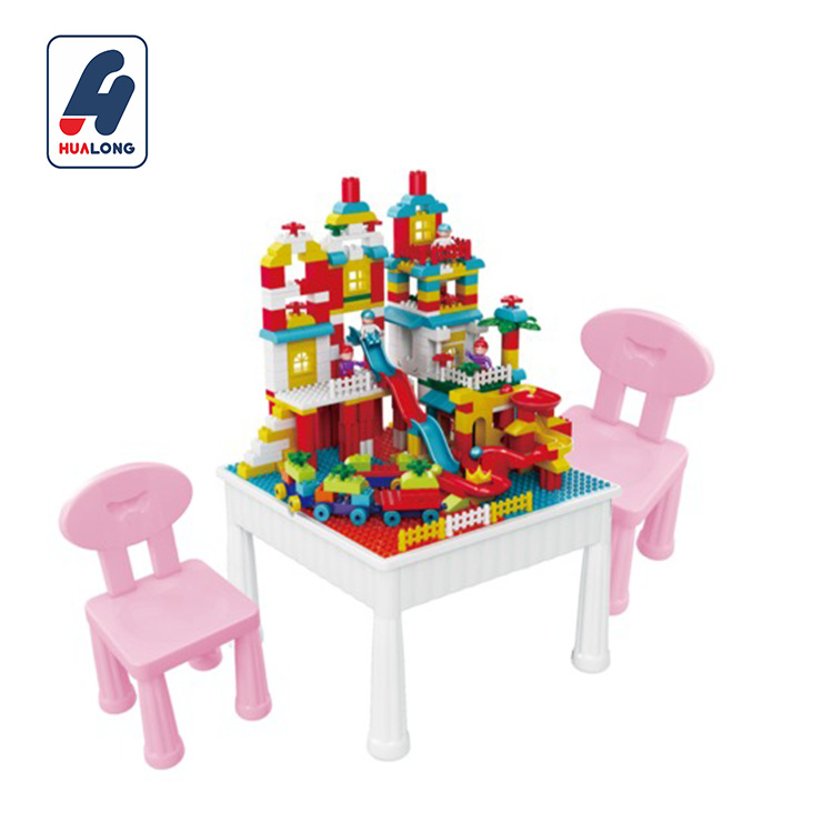 多功能儿童益智学习游戏积木桌玩具兼容积木桌椅一桌两椅厂家批发详情图2