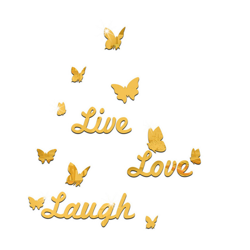 时尚创意Live Love Laugh英文字母蝴蝶镜面墙贴个性装饰镜子批发详情图5