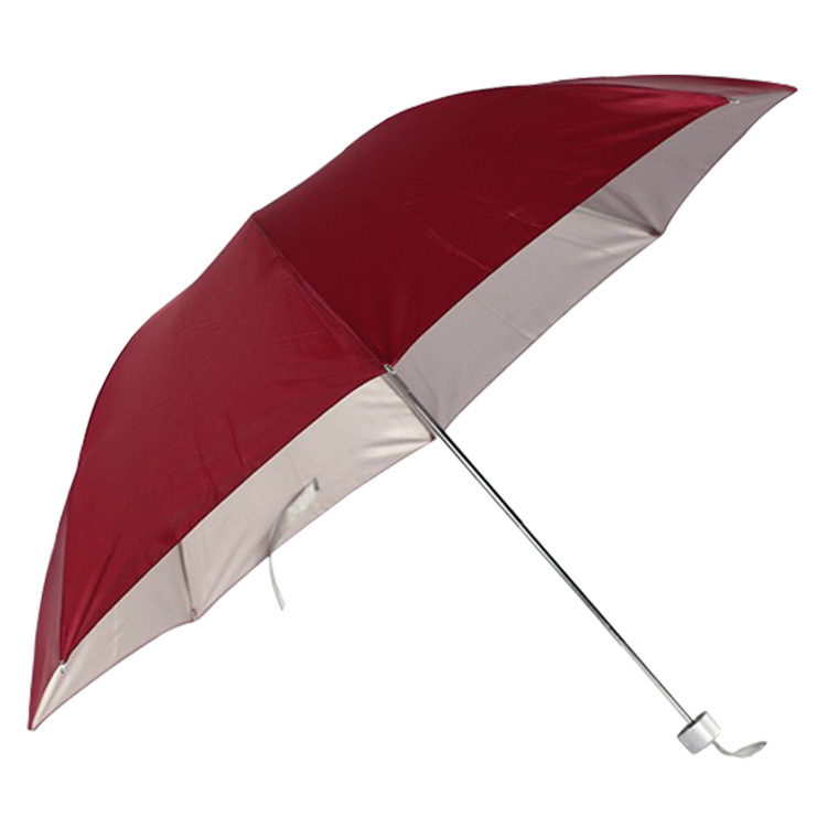 Red Leaf Genuine 319 Silver Rubber Umbrella Three Fold Umbrella Silver Tape Rain Umbrella Advertising Umbrella Can Print Logo Spot details Picture