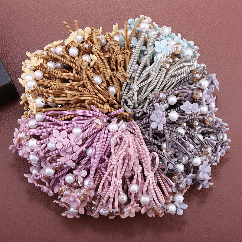Korean Web Red Head Rope Hair Rope Bracelet Dual Use Candy Color Flower Holster Sen Female Tie Hair Band Wholesale Application Scenario