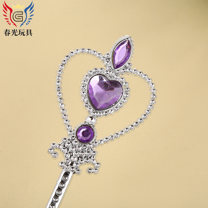 Manufacturers Direct Sales Of Frozen Crown Magic Stick Set Cute Children Heart With Diamond Crown Love Fairy Stick Specification drawing