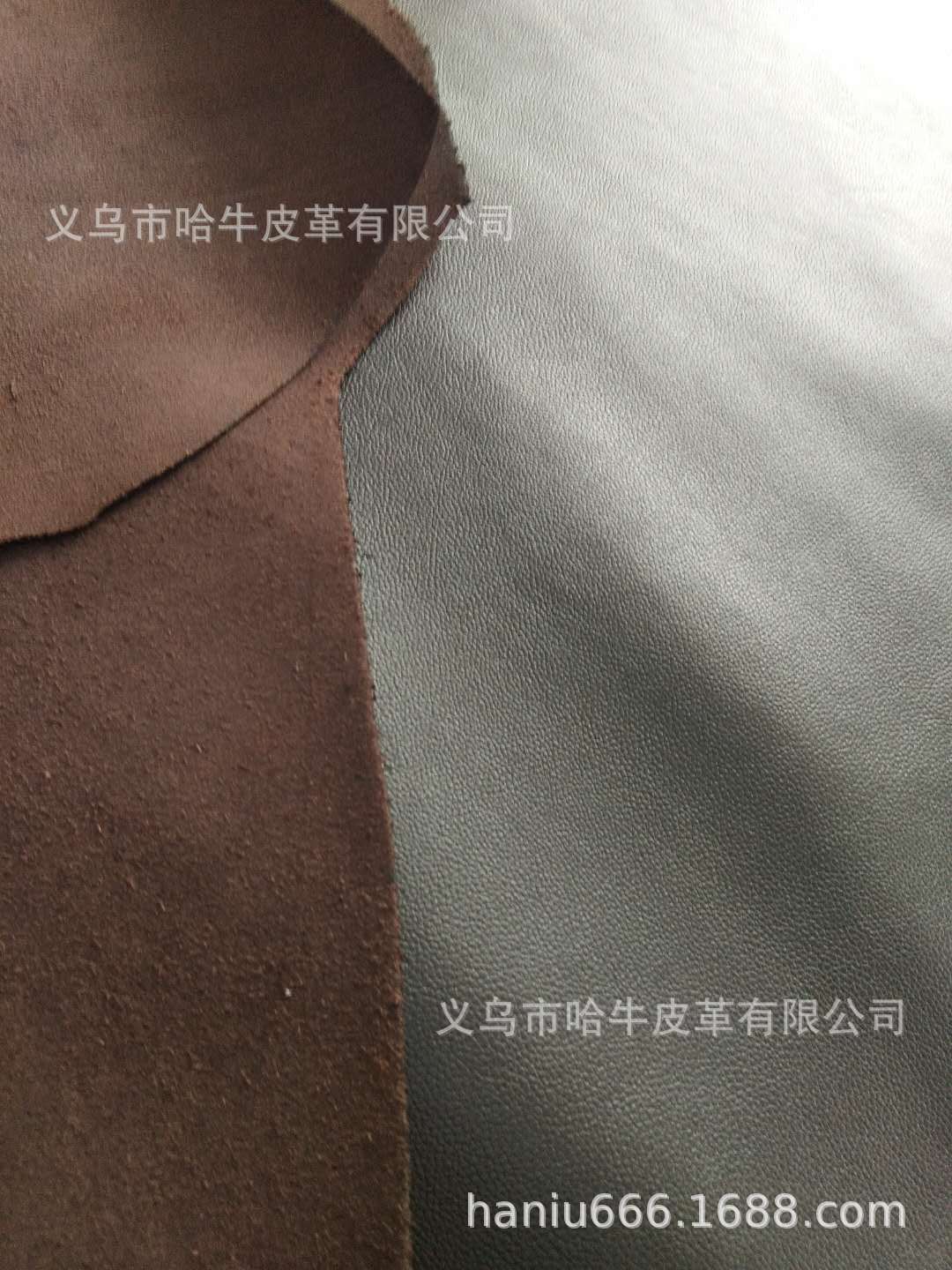 Yiwu Ha Niu leather top-grain genuine cowhide is brownish in color and available in stock. Thicknesses range from 1.2 to 14, and various colors are available upon customization