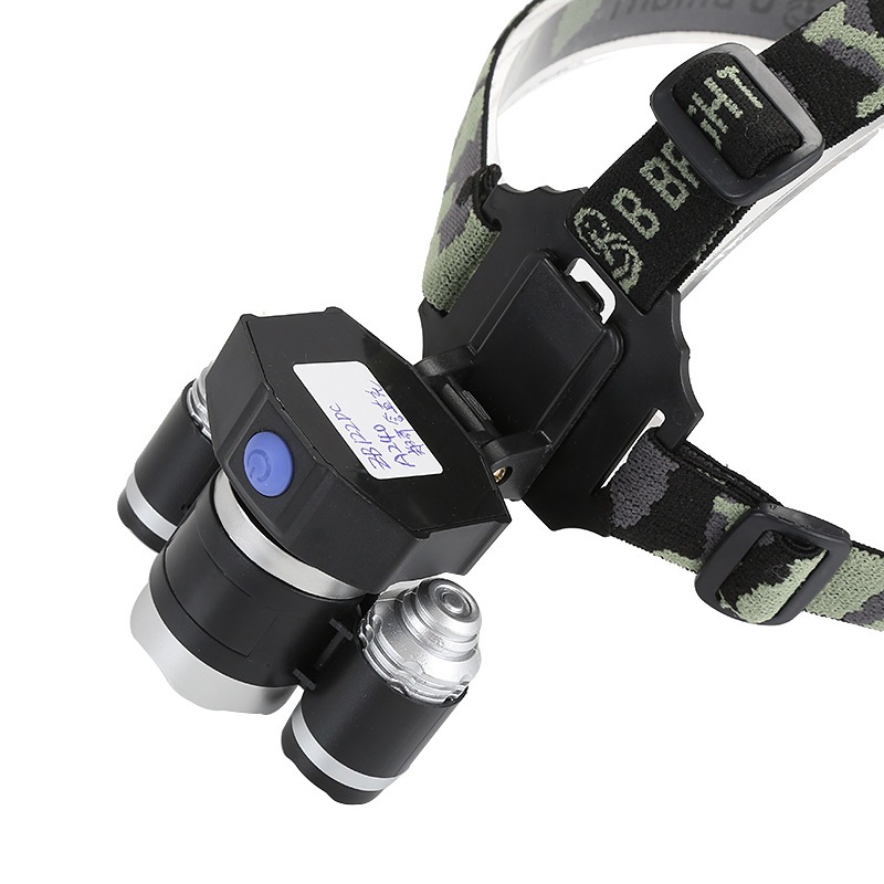 New LED three-lamp headlamp wholesale outdoor cycling night fishing enthusiast color lighting lamp DC press-type portable searchlight Application Scenario