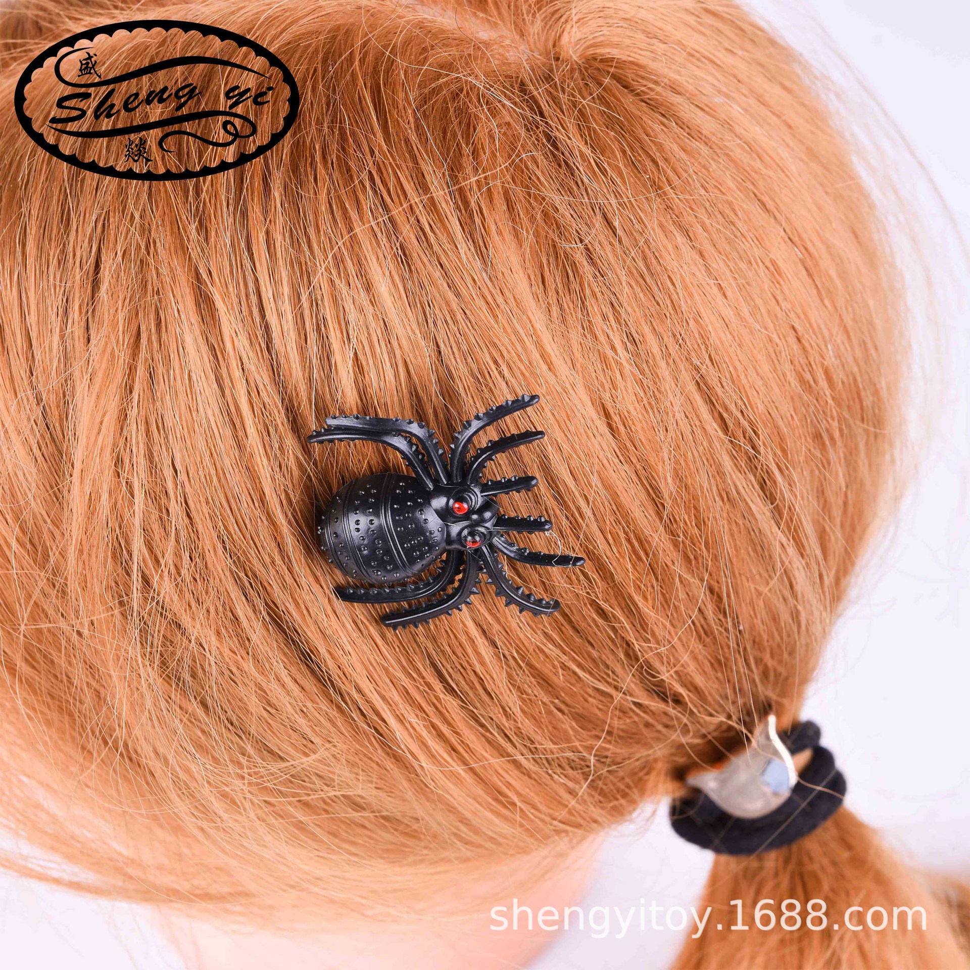 跨境愚人节整蛊整人玩具仿真蜘蛛发夹红眼睛蜘蛛头饰发髻道具