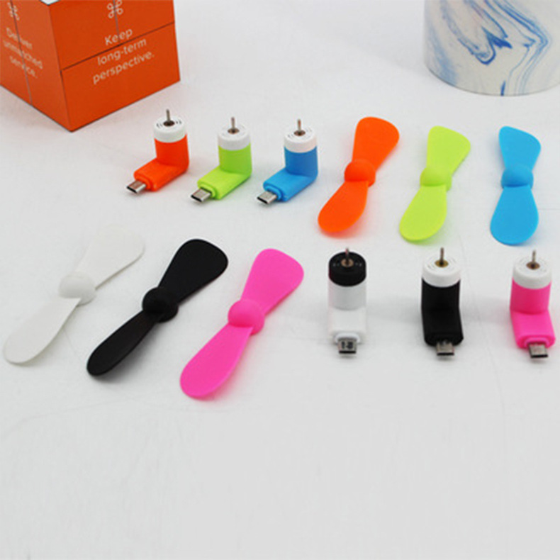 Creative usb short Android mini phone fan, mini portable Apple and Android 2-in-1 phone fan Specification image