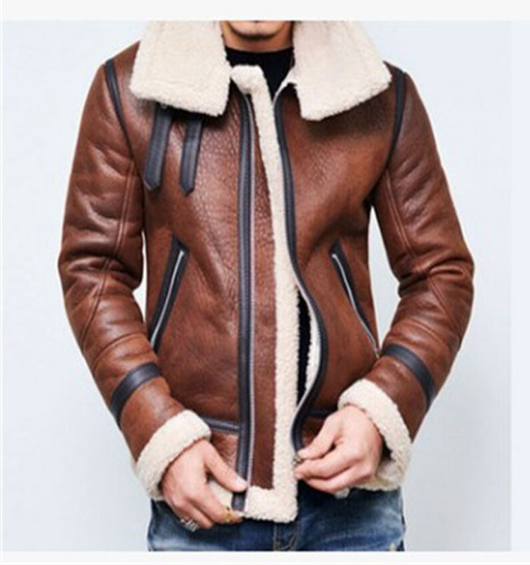 In stock 2019 Autumn/winter wish bestsellers from Europe and America: Zipper jacket, thickened motorcycle men's retro coat, leather jacket W101 Specification image