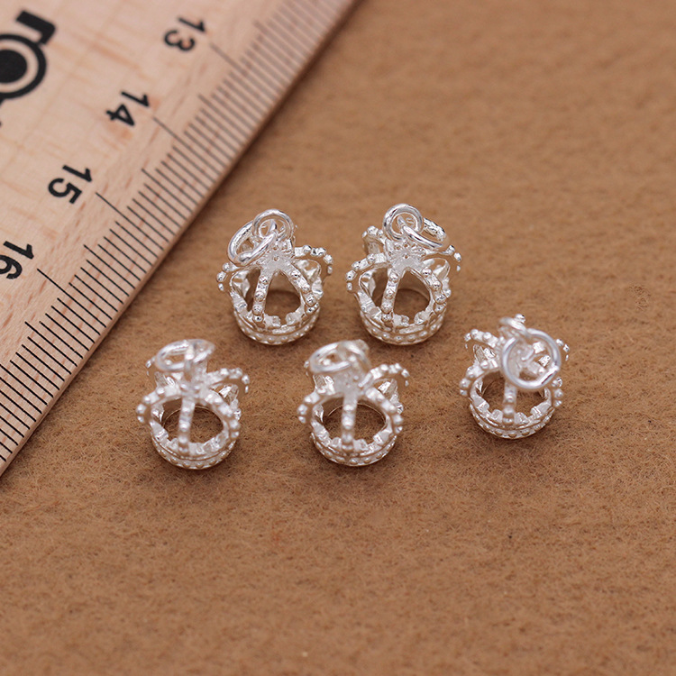 S925 Silver Accessories diy Crown Bracelet Sweater Chain pendant Handmade materials Thai silver Buddha bead chain bracelet accessories