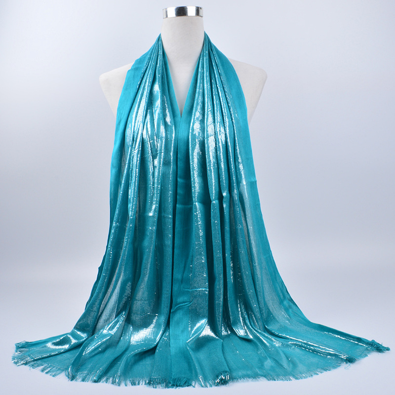 Foreign Trade Spring And Autumn New Cotton Gold Silk Scarf Ladies Monochrome Tassel Silk Scarf Muslim Baotou Long Scarf Europe And The United States Application Scenario