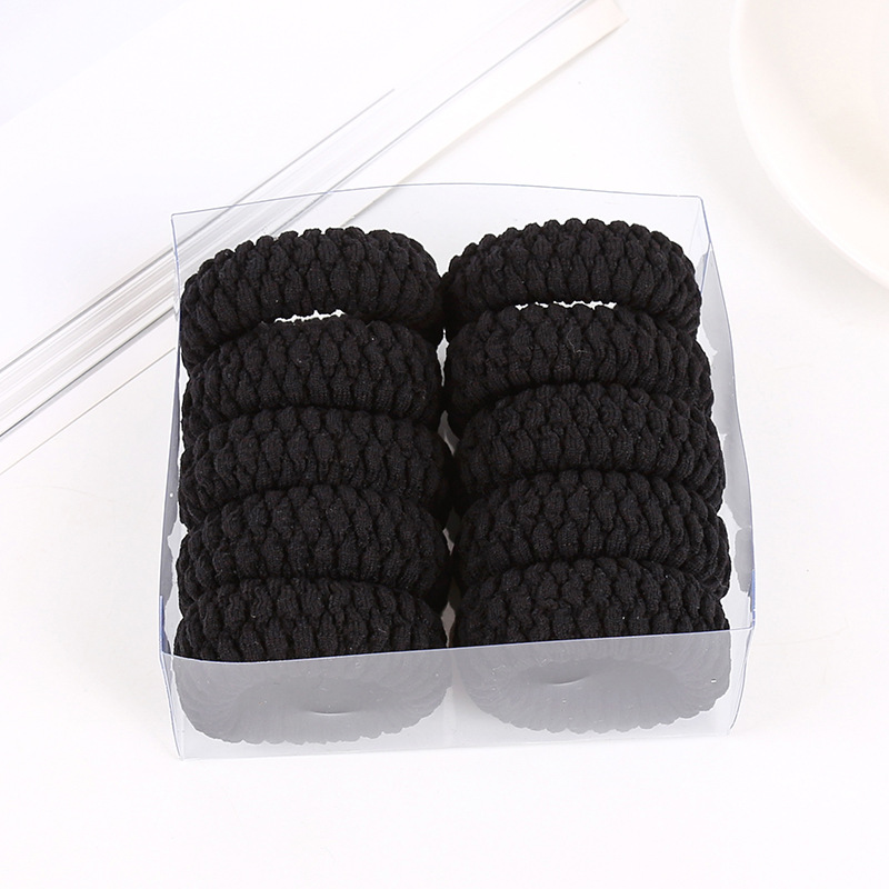 Boxed thickened and widened high-elasticity towel band, seamless fish-scale pattern hair tie, rubber band, leather cover, hair band pic 46