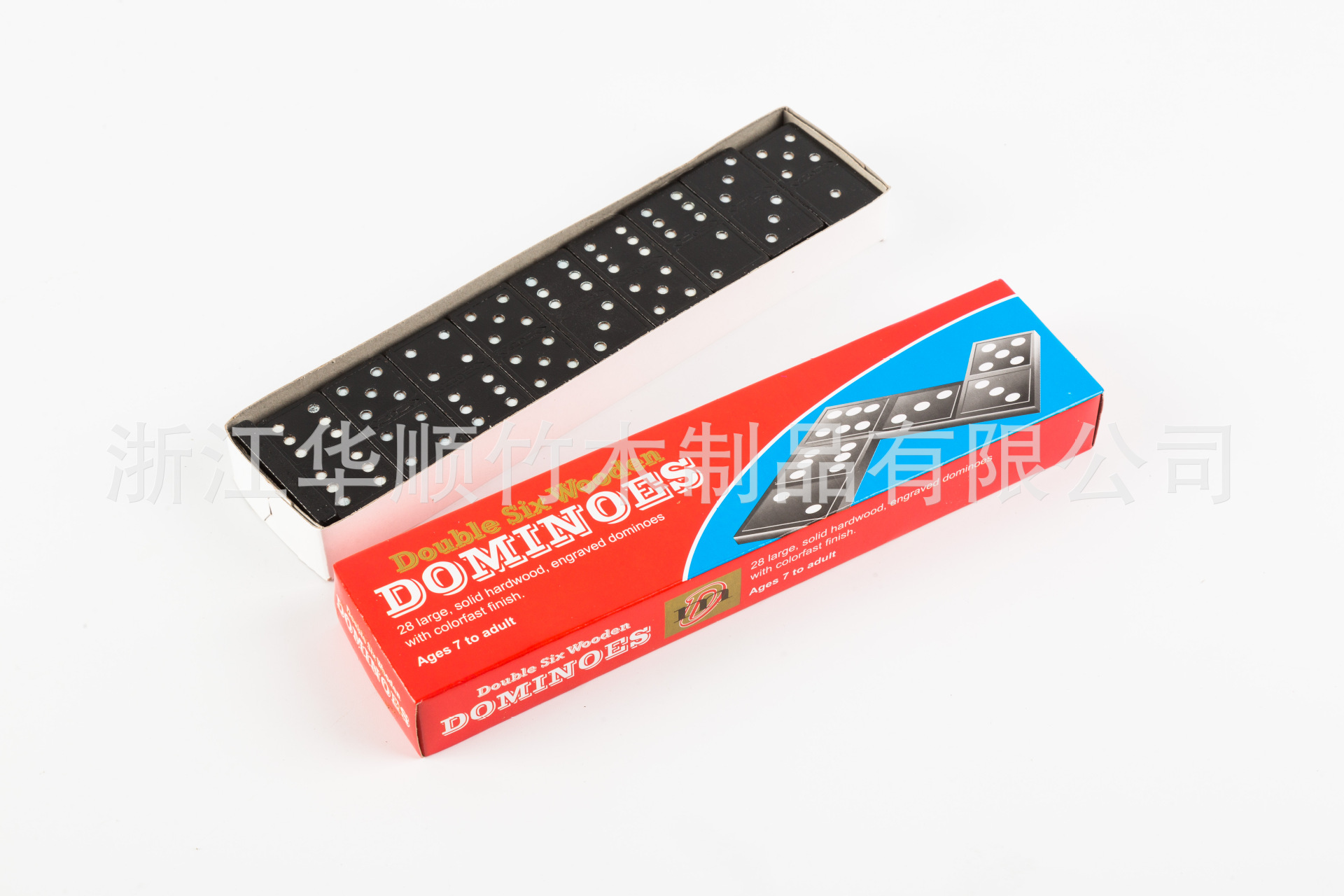 厂家出口品质黑白点多米诺套装，28片木质骨牌