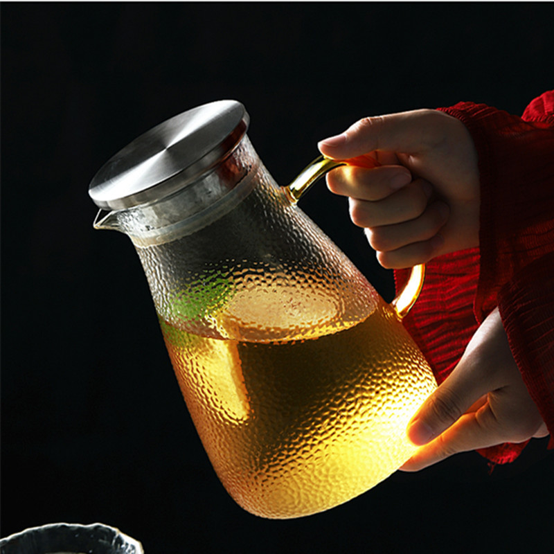Thickened cold water kettle, high-temperature resistant glass water kettle, household large-capacity Nordic creative cold water cup and cold water kettle set details Picture