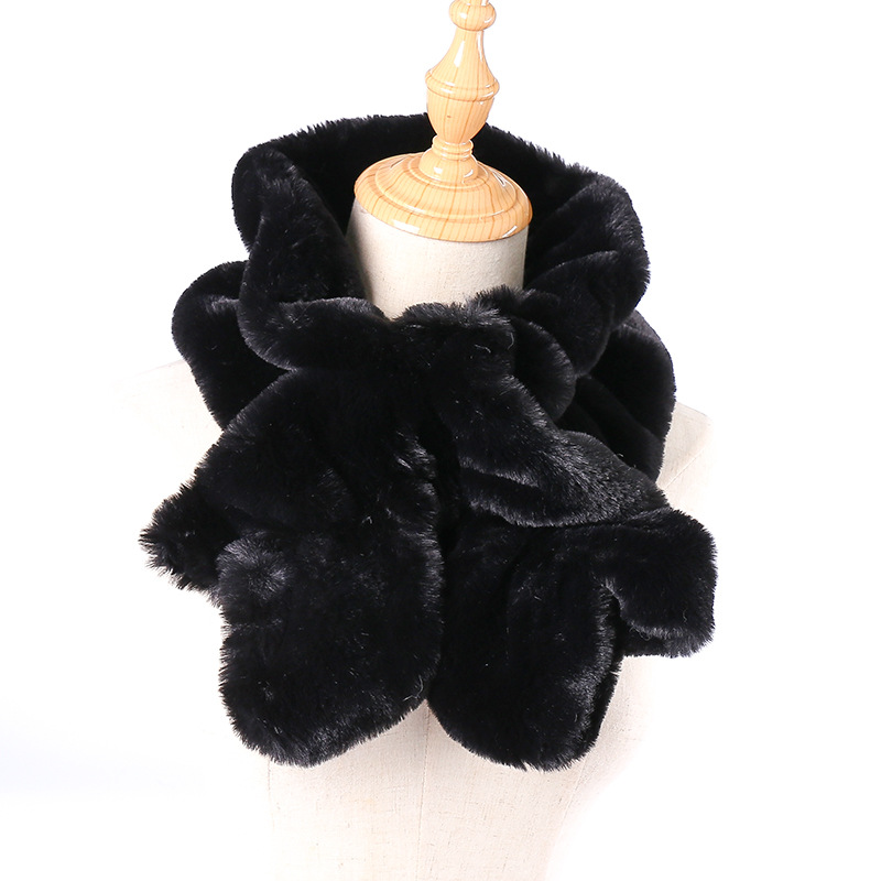 2022 Manufacturers Wholesale Rabbit Hair Scarf Long Stretch Wavy Neck Warm Korean Pattern Imitation Rabbit Hair Scarf Item Picture