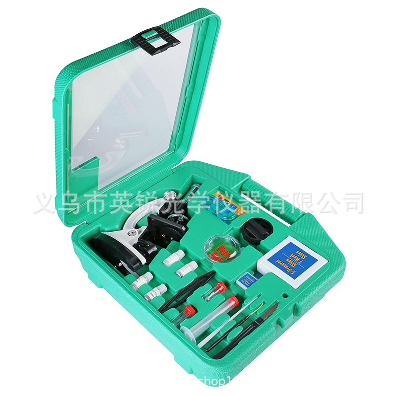 Factory direct sales of high-definition lighted microscope, 1200x metal optical microscope, student science and education experiment set Specification image