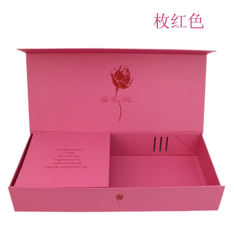 大小号七夕鲜花包装盒折叠翻盖吸铁盒情人节硬纸盒白色礼品盒详情图5