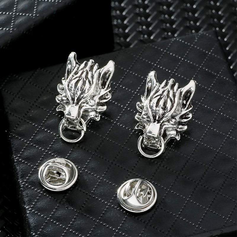 Korean version of personalized men's clothing accessories brooch Fashion crown simple women's clothes shirt collar corner collar pin pair details Picture