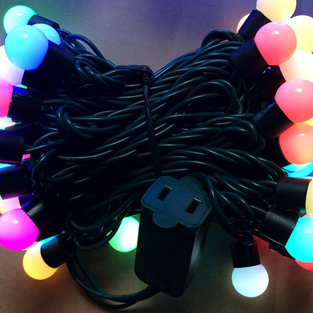 Factory direct sales of led small round ball light strings, outdoor spherical RGB seven-color light strings, decorative light strings, Halloween lights Application Scenario