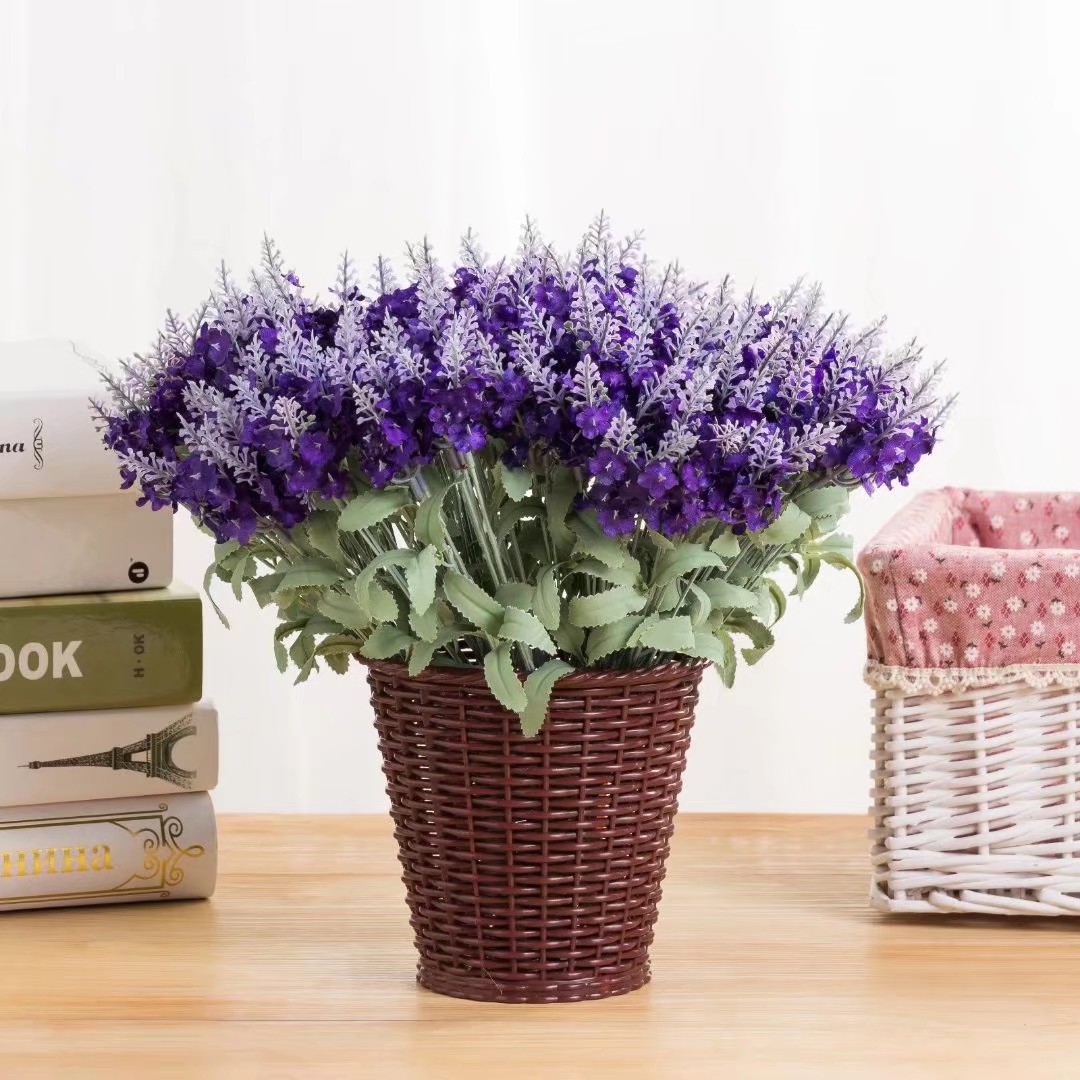 10 Provencal lavender artificial flowers for home decoration, artificial plants, potted green plants, wedding artificial flowers details Picture