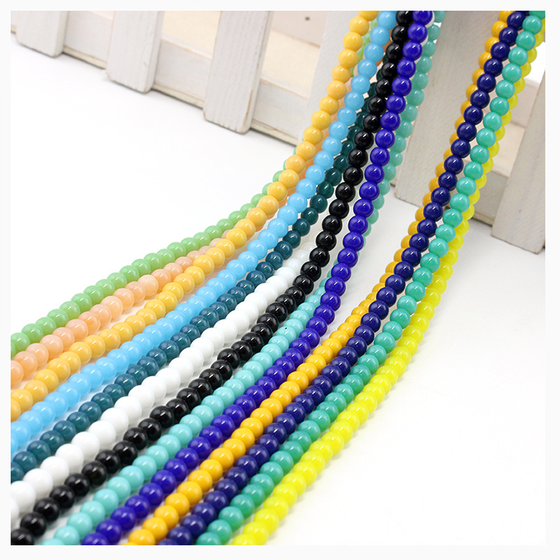 Natural 6Mm Perforated Glass Beads Primary Color Does Not Fade Solid Color Round Beads Loose Pearl Beads Jewelry Accessories Large Price Application Scenario
