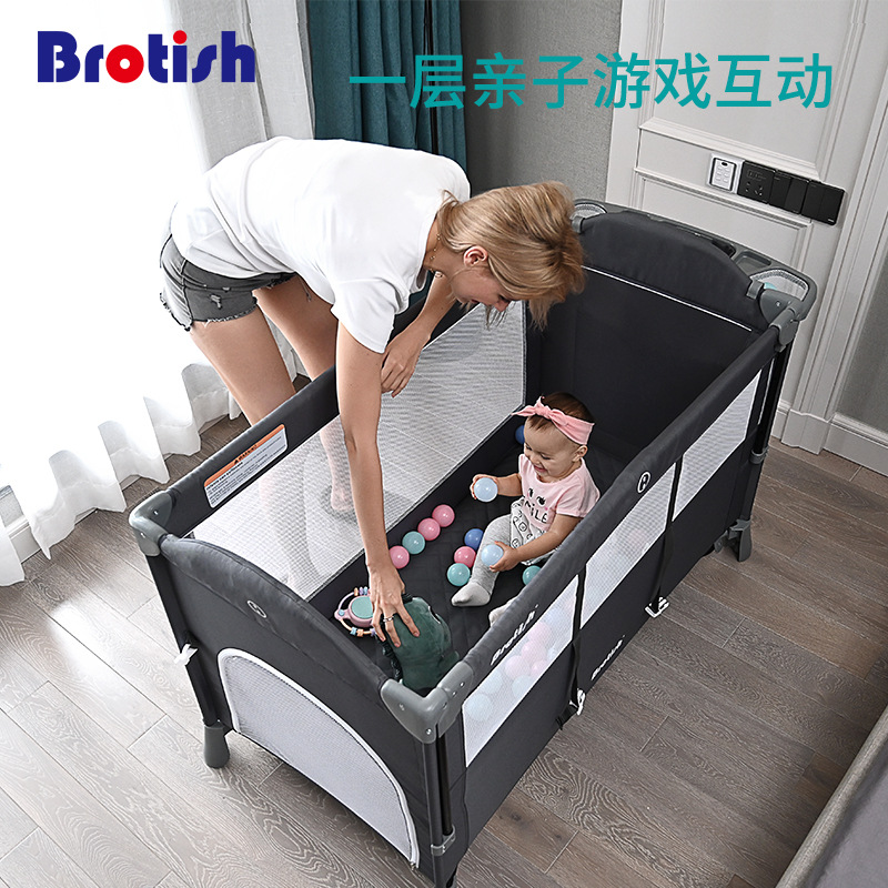 欧式折叠婴儿床拼接大床bb多功能便携式新生儿宝宝床边床摇篮床详情图5