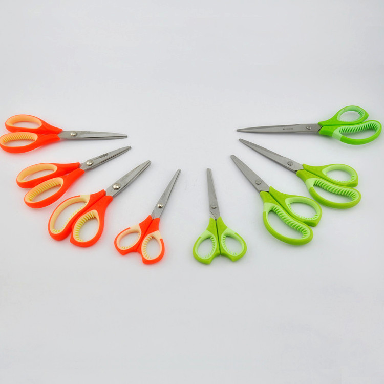 不锈钢办公剪 学生彩色剪纸刀 剪纸刀软柄带毛扫剪刀 diy手工剪刀详情图3