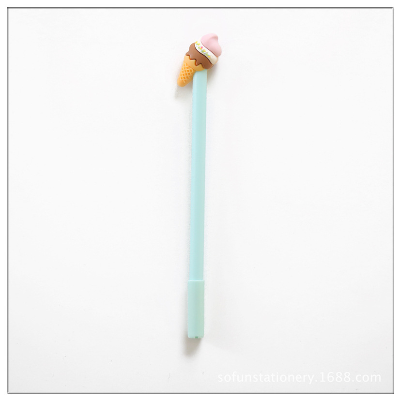 New bestseller zf1851 Cute ice cream silicone plastic black gel pen, creative children's stationery manufacturer Item Picture