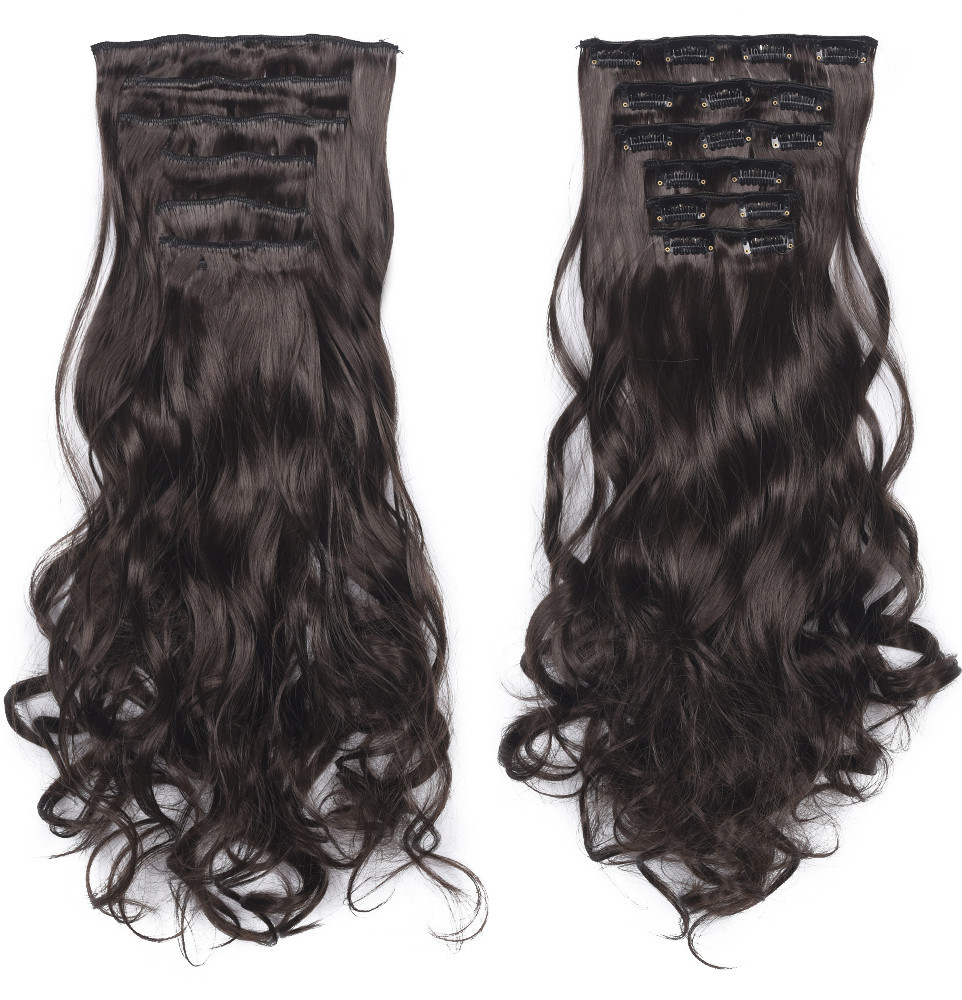 European and American clip hair 6 pieces wig pieces 16 calories long curly hair wig extensions wig extensions Specification drawing