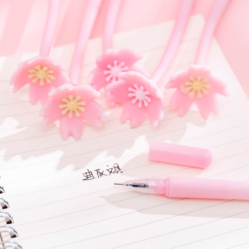 South Korea Creative Beautiful Cherry Blossom Neutral Pen Small Fresh And Lovely Flower Pen Student Exam Writing Signature Pen Pen Specification drawing