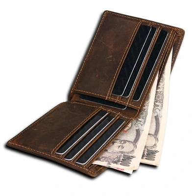New Leather Wallet Crazy Horse Leather Wallet Manufacturers Direct Sales Cross Wallet Anti-Theft Brush Rfid Men's Wallet