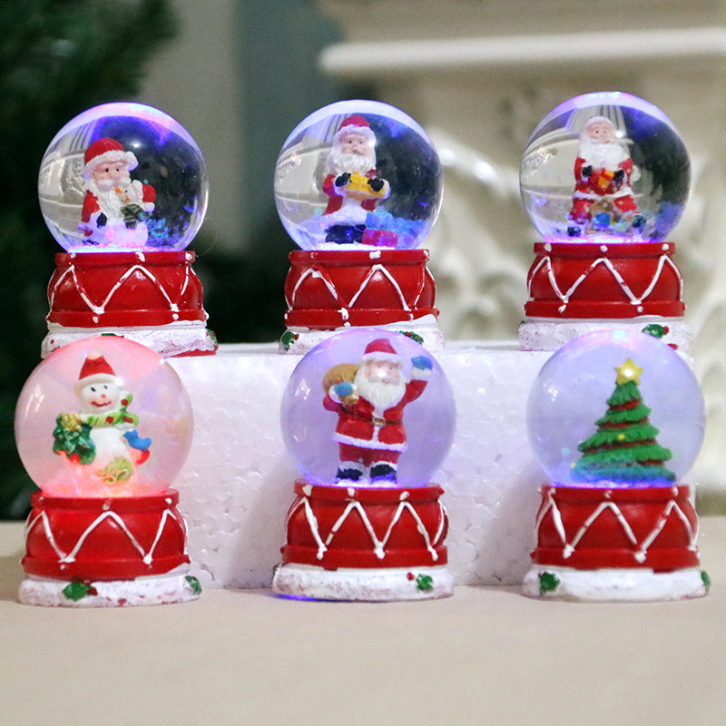 圣诞节礼物圣诞装饰摆件 圣诞发光树脂玻璃球 圣诞水晶球圣诞用品图