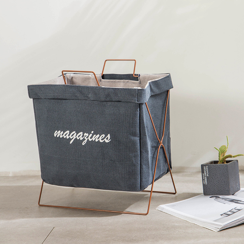 谷子麦子 马丁布铁架小号洗衣篓折叠洗衣脏衣篮方形布艺收纳篓桶