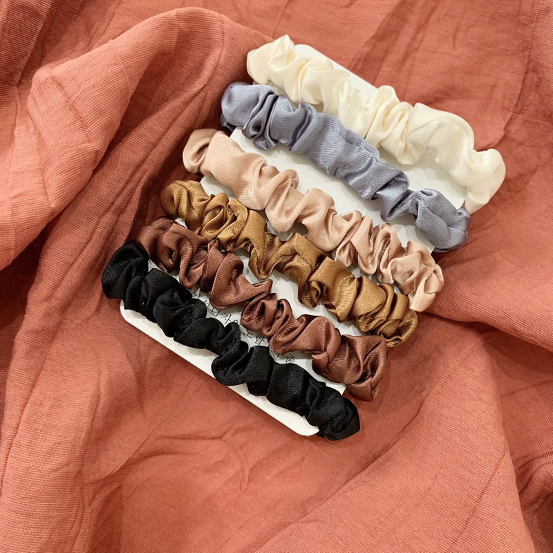6 Pieces Of Ins Elegant French Satin Scrunchie With A Base Imitation Silk Hair Rope Head Rope Korean Hair Accessories Headpiece Application Scenario