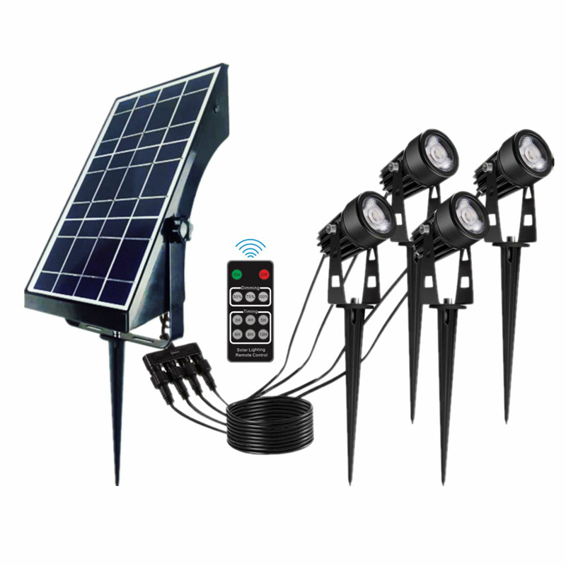 Solar 4 head projection light Solar floor light Solar garden projection light Solar 4 head floodlight