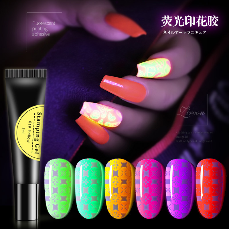 Manicure glow-in-the-dark nail Polish gel Mesh red matte color changing fluorescent print nail polish gel nail Polish