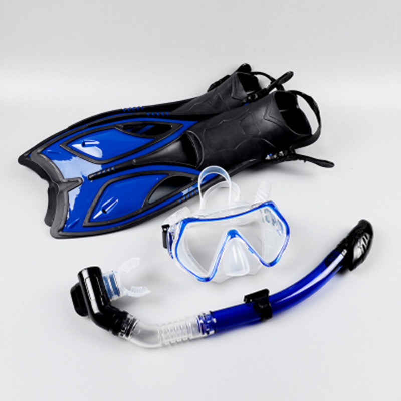 厂家浮潜三件套 钢化玻璃潜水面罩脚蹼呼吸器硅胶浮潜三宝图