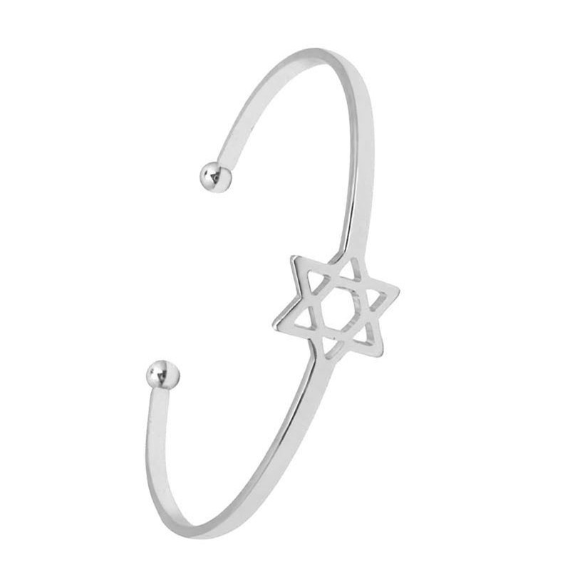 厂家批发/五角星手镯/玫瑰金开口手白底实物图