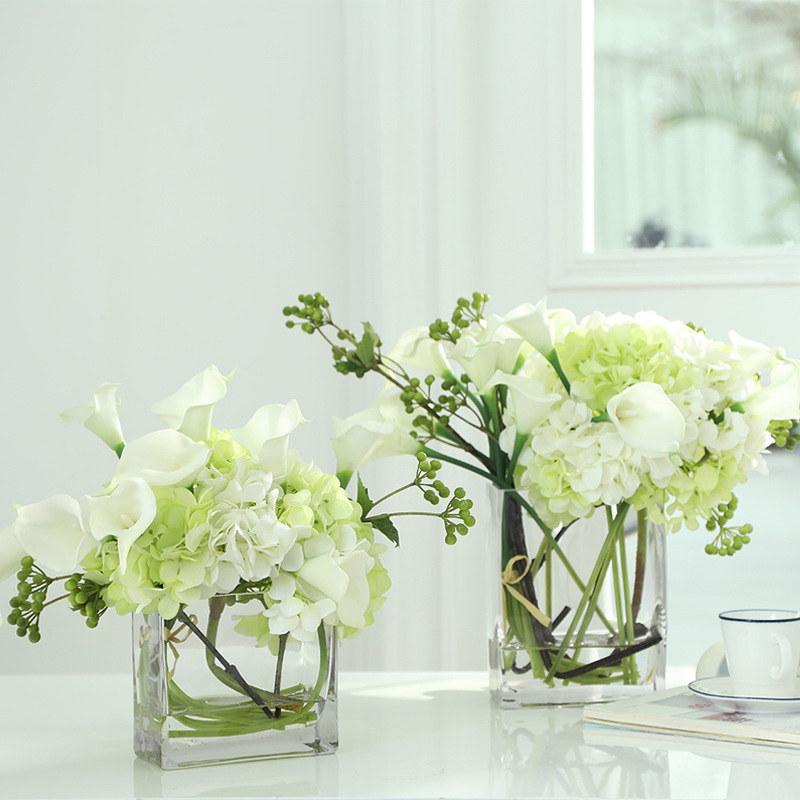 Square Vase Glass Vase Transparent Hydroponics Rich Bamboo Lily Flat Vase Square Vase Flower Art Living Room Flower Arrangement Decoration Application Scenario