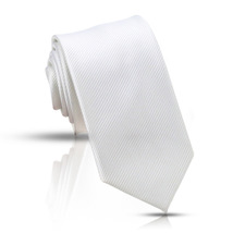 厂家现货供应定制商务装条纹高档8cm涤丝男士白色6cm防水领带