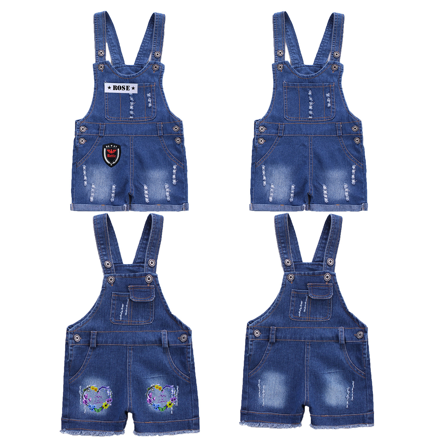 Summer children's pants, baby shorts, Korean casual children's denim overalls, wholesale of children's clothing, one-piece consignment