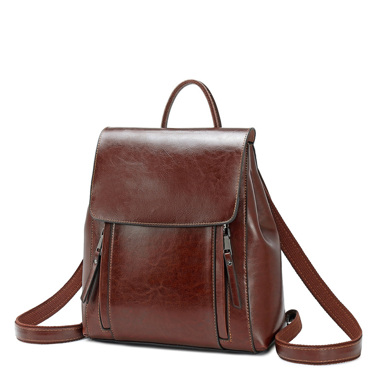Backpack Women 2022 New Leather Women's Bag Fashion Oil Wax Cowhide Backpack Senior Sense Women's Backpack Specification drawing