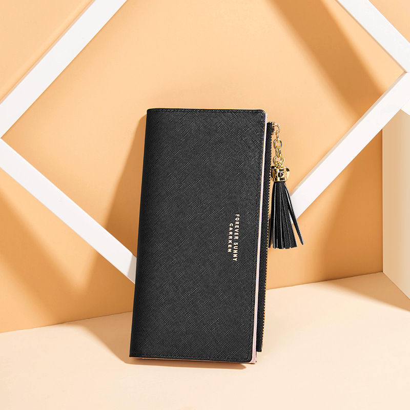 Crrken New Women's Purse Long Korean Version Of Fashion Cross Fringe Zipper Purse Spot Wholesale details Picture