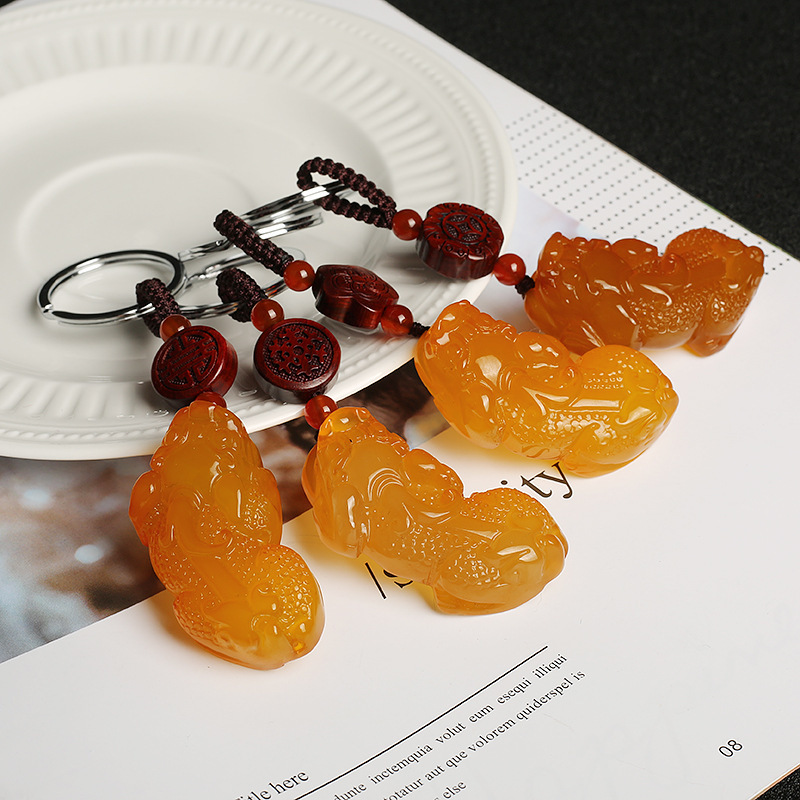 玛瑙貔貅钥匙扣帝王紫玉髓汽车钥匙挂件女创意礼品批发详情图2