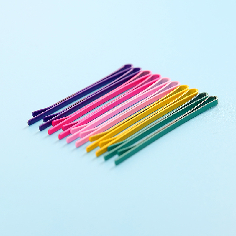 Colorful straight clips, candy-colored bangs clips, cute hair clips, small hair clippers, wavy edge clips, hair accessory tools details Picture