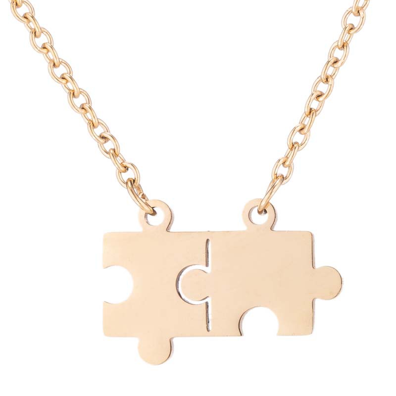 Necklace Women's Jigsaw Necklace Stainless Steel Jigsaw Pendant Necklace Cross-Border Jewelry Wholesale Application Scenario