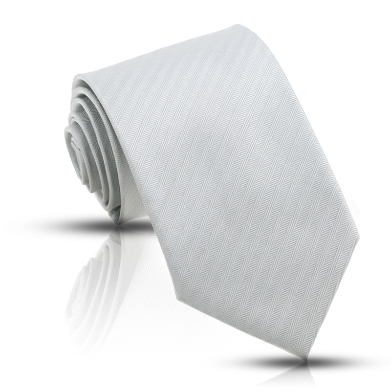 厂家现货供应定制商务装条纹高档6cm8cm涤丝男士白色防水领带