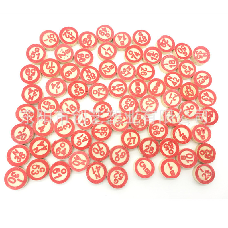 Foreign Trade Wooden Number Chess Double-Sided 75 One-Sided Number Chess Loto Chess 40 Cards Bingo Chess Application Scenario