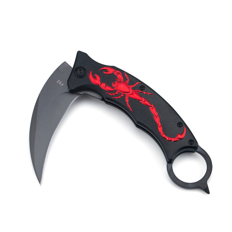 Folding knife, portable outdoor knife, camping survival high-hardness claw knife, multi-functional wilderness survival outdoor knife details Picture