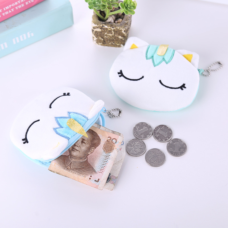 Unicorn Mini Coin Collection Children's Cartoon Cute Plush Headset Data Line Small Coin Wallet details Picture