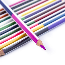 抽条双色彩铅 彩色铅笔 三角铅笔 杨木油漆杆 双色芯 两头削尖